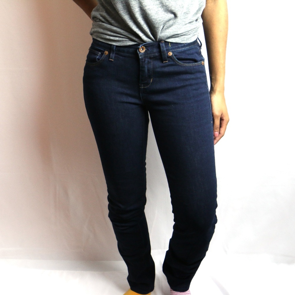 Madewell Dark Wash Rail Straight Denim Jeans